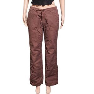 women's drawstring  wide leg mid rise brown elastic waist  pants size M
